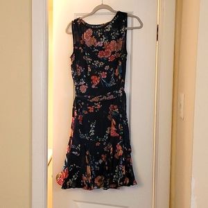 Navy blue dress with floral print